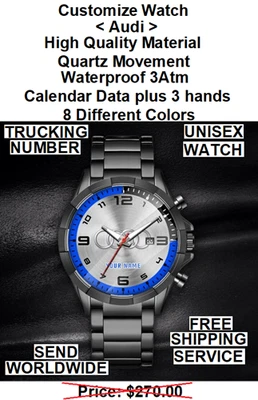 Customize Watch Audi Complete Calendar Data  3 hands, Waterproof 8 Colors. - Image 1 of 4