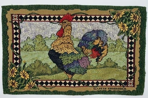 Beth Yarbrough Woven Tapestry Rooster-Chicken-Sunflower Design Placemat 11.75x18 - Picture 1 of 2