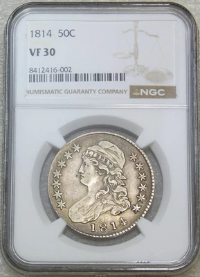 1814 Capped Bust Half Dollar NGC VF30 Nice Luster Just Graded New Holder #JF13 - Image 1 of 4