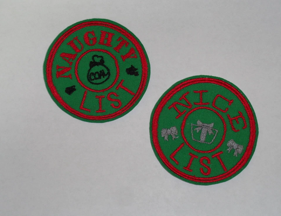 Santa's "Naughty List" and "Nice List" Iron-On Embroidered Patches- CHRISTMAS - Image 1 of 1