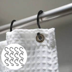 12Pcs Bathroom Curtain Rod Clip Shower Curtain Rings Shower Rings - Picture 1 of 12