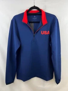 ADIDAS GOLF Men's USA Olympic 1/4 Zip Pullover LAYER Dark Blue Sz S NWT - Picture 1 of 4