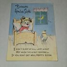 VTG Get Well Greeting Card Dog Alarm Clock Worry Window Because You're Sick