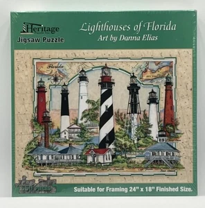 Lighthouses of Florida 550 Piece Jigsaw Puzzle Heritage Puzzle, Inc. Donna Elias - Picture 1 of 6