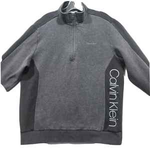 Calvin Klein Sweatshirt Herren groß grau schwarz Reißverschluss GROSS CK Logo 72 % Baumwolle - Bild 1 von 18