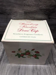 Avon Strawberry Porcelain Demi Cup Fragrance Candlette Candle w/ Box Vintage - Picture 1 of 12