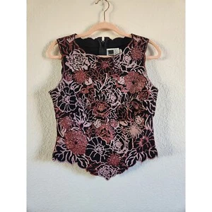 Tadashi Shoji Damen Bluse mit Perlen und Blumenmuster - M - Bild 1 von 9