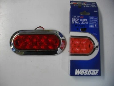 Wesbar 54004 Lámpara LED de Bajo Amp Parada Giro y Trasera 6" Ovalada Impermeable Borde Cromo Foto 1 de 4