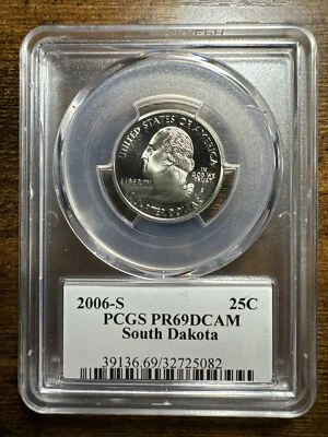 2006 - S Clad Washington Quarter - South Dakota - PCGS PR69DCAM - Flag Series - Image 1 of 2