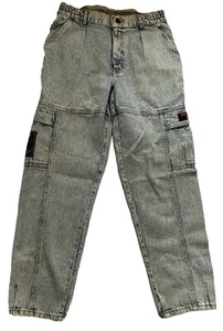 Vintage Lee Air Gear Jeans Mens 30x30 Stone Acid Wash Blue Cargo Midrise Pleated - Picture 1 of 12