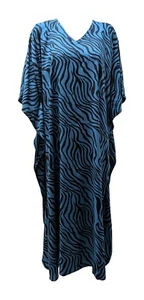 Women's Ladies Plus Size Zebra Stripe Kaftan Maxi Free Size Up To 34 Navy - Picture 1 of 1