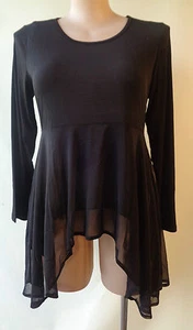 New Eversun top size 10 Black dipped hem NWT long sleeves - Picture 1 of 6