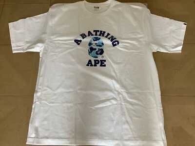 Auténtica camiseta universitaria camuflada abc bathing ape bape blanca azul 3XL nueva Foto 1 de 4