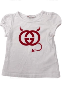 Authentic  Gucci Children Short Sleeves Top White with Logo Size 6/9 months - Picture 1 of 12