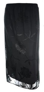 Gonna lunga nera stampa floreale foderata in rete a matita vita intera elastica donna - Foto 1 di 2