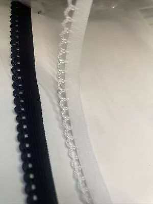 Wholesale ROLL 200 /144/100  / Sample Yard picot elastic 3/8" 1/2”Black / White - Image 1 of 3