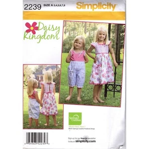 Dress and Romper Sewing Pattern Daisy Kingdom Simplicity2239 Size 3 4 5 6 7 8 - Picture 1 of 4