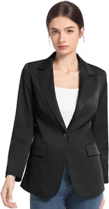 Womens Spring Casual Blazers Long Sleeve Notch Lapel Work Office Fall Blazer Jac - Picture 1 of 7