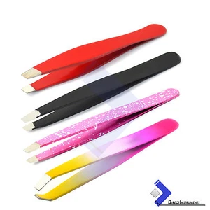Professional Eyebrow Hair Removing Tweezers Eyelash Cosmetic Makeup Slanted Tips - Picture 1 of 5
