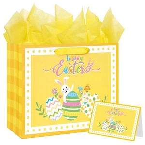 13" Large Easter Gift Bag with Tissue Paper and Greeting Card for Gifts Wrapp... - Picture 1 of 6