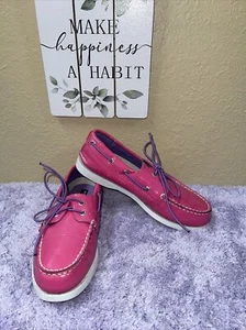 SPERRY TOP SIDER Patent Leather Pink Purple 2 Eye Boat Shoe Size US4M/EU36/UK3.5 - Picture 1 of 12