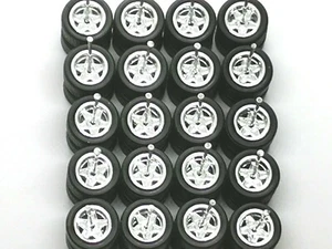 HOT WHEELS STAR REAL RIDERS WHEELS RUBBER TIRES CHROME 10MM 10 SETS 1/64  - Picture 1 of 9