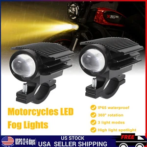 2x Mini LED Spot Light Motorcycle Headlight Hi-Lo Driving Fog ATV UTV Dual Color - Picture 1 of 16