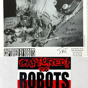 Captured By Robots Signed Promo Press Photo 8x10 + Sticker 1998 Jbot CBR - Picture 1 of 6
