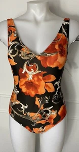 Neu mit Etikett Gottex Damen-Badeanzug Blumenmuster 1-teilig orange Größe 8  - Bild 1 von 4