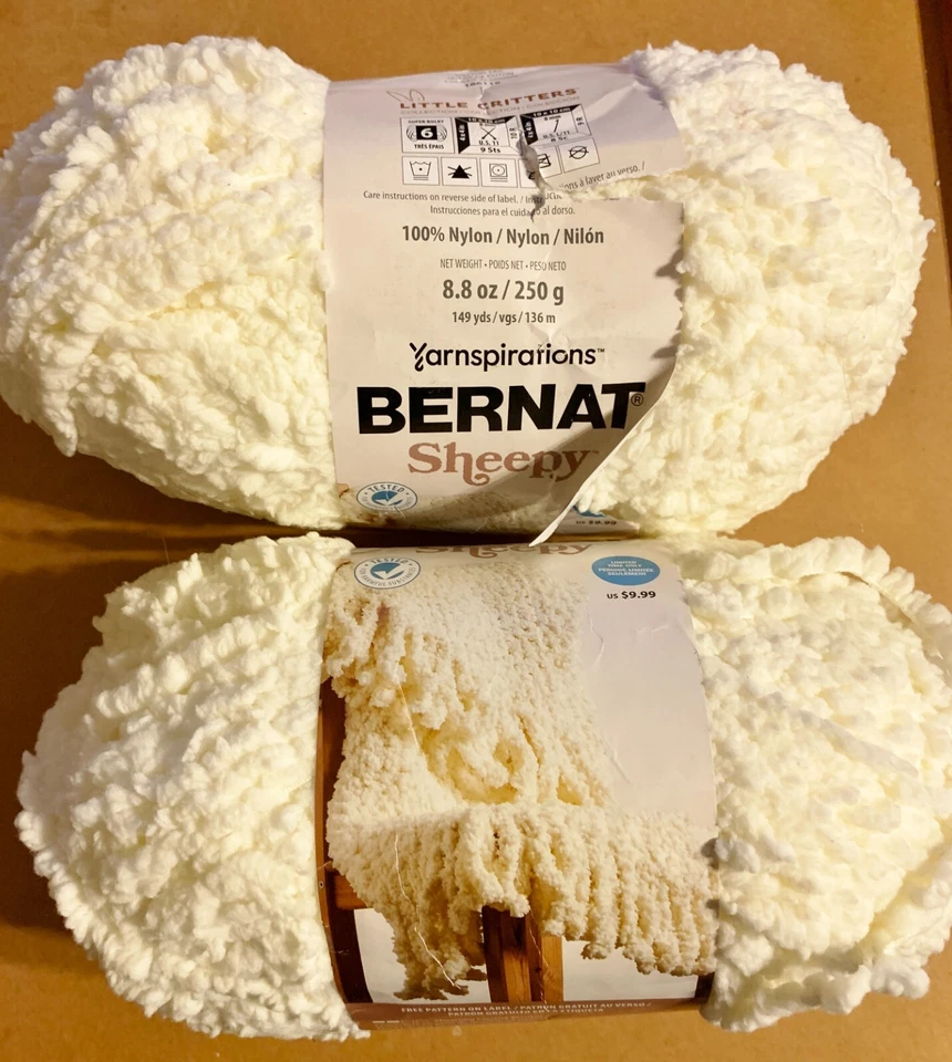 Bernat Sheepy Yarn Cotton Tail 100 Nylon 149 Yds #6 Super Bulky