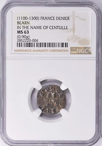 Viscount of Bearn NGC MS 63 France Denier 1100-1300 Name of Centulle Silver Coin - Picture 1 of 9