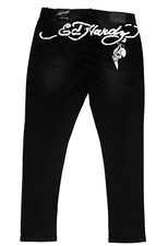 Ed Hardy Slim Taper Black Embroidered Skull Dagger Sz 36 Jeans Pants 31" Inseam