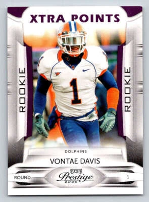 2009 Playoff Prestige Xtra Points Purple #154 Vontae Davis 50 (ref 193344) - Image 1 of 2