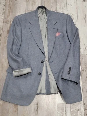 40R Men's OLIVER Vintage Blazer Arctic Blue Silk Linen Wool 2 Button Sport Coat - Image 1 of 4