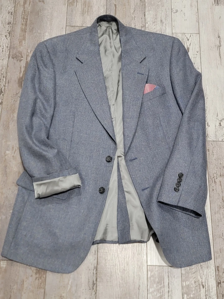 Blazer 40R Para Hombre OLIVER Vintage Azul Ártico Seda Lino Lana 2 Botones Abrigo Deportivo Foto 1 de 4