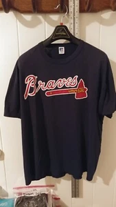 Vintage Atlanta Braves T Shirt Mens Size XL Blue MLB Baseball Russell Athletic - Picture 1 of 12