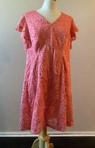 Jessica Howard Orange Peach Lace Sheath Dress Sz 16W - Picture 1 of 3