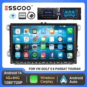9" Carplay Autoradio Android 14 4+64G GPS NAV Für VW Golf 5 6 Touran Tiguan Polo - Bild 1 von 15