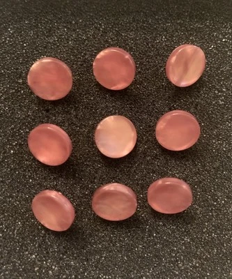 Vintage Hard Plastic Small Pink Shank Sewing Buttons (Lot Of 8) - Image 1 of 4