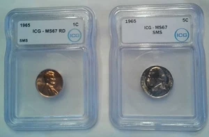 1965 1C y 5C ICG MS67 SMS - Obtienes ambas monedas - Imagen 1 de 5