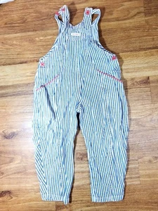 Vintage Cutecumber Size 3T Blue & White Stripe Overalls 90s - Picture 1 of 5