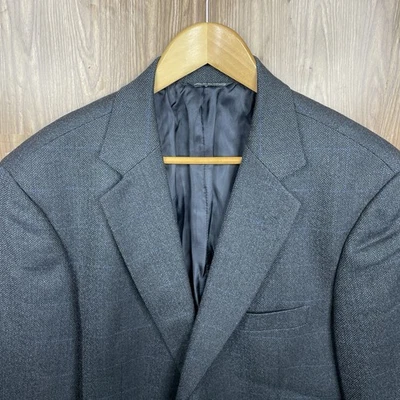 Abrigo deportivo Bill Blass hecho en Italia para hombre 42S gris oscuro a cuadros espiga lana de cordero Foto 1 de 4