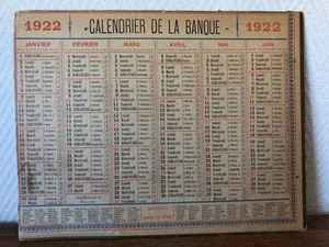 Grand CALENDRIER ANCIEN Banque de France Année 1922 / 1922's Bank Calendar - Picture 1 of 2
