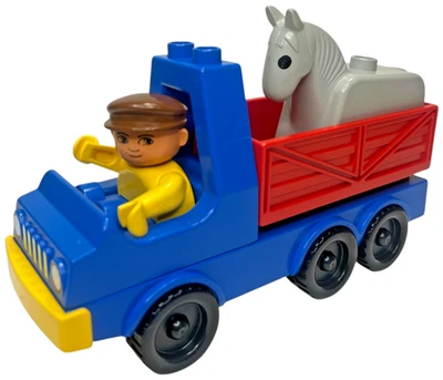 LEGO DUPLO 2628 Transport Truck 1987 Complete Set w/ Driver & Grey Horse Vintage - Image 1 of 4