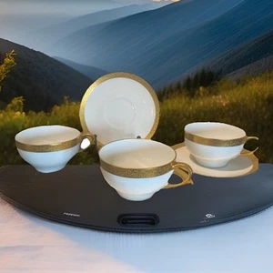 De colección/3 Juegos de Tazas y Platillos Bávaros Hutschenreuther Selb Porcelana Oro 22K - Imagen 1 de 4