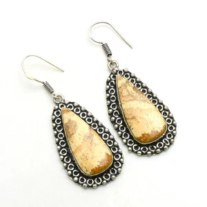 Picture Jasper Gemstone Handmade Drop Dangle Earrings Jewelry Gift 1.8" AE-89249 - Picture 1 of 1