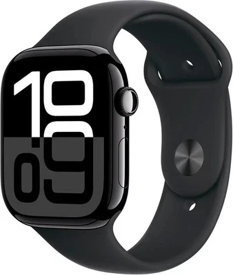 APPLE WATCH SERIES 10 GPS 46mm JET BLACK ALUMINIUM SPORT BAND M/L A2999 - Image 1 of 4