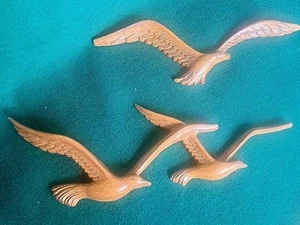 Vintage HOMCO Home Interiors Wood Look Plastic Seagulls Birds Wall Decor 2pc Set - Picture 1 of 14