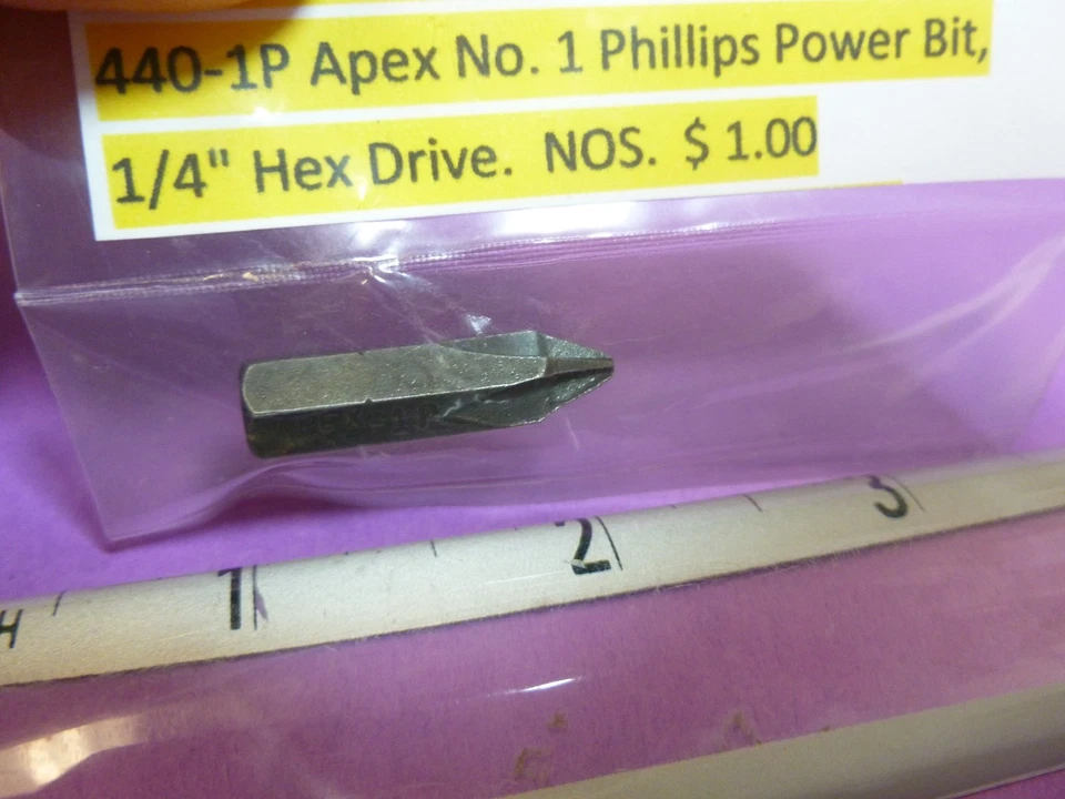 440-1P APEX No. 1 PHILLIPS POWER BIT 1/4" HEX DRIVE (Aircraft) - Image 1 of 1