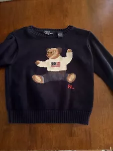 Vintage 2000s Polo Ralph Lauren Sitting Bear USA Flag Knit Pullover - Picture 1 of 9